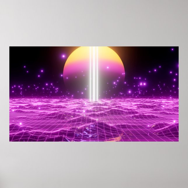 Poster Cena de pop de arte de ficção científica rosa mode (Frente)