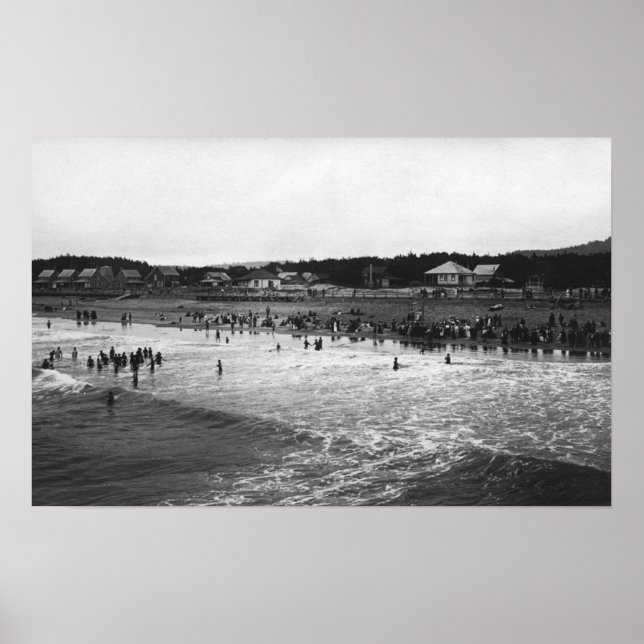 Póster Cena de praia em Oregon Bathing Hour (Frente)