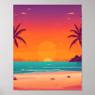 Poster Cena de Praia Sunset