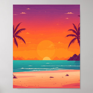 Poster Cena de Praia Sunset