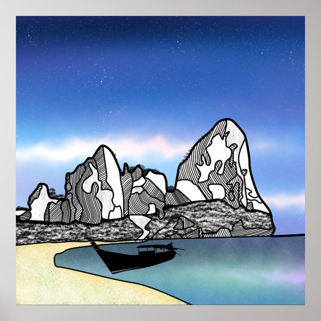 Poster Cena de Praia Tropical da Tailândia (Frente)