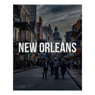 Póster Cena de Rua de Nova Orleans Arte Impressa Cidade