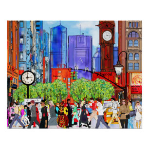 Póster Cena de Rua de Nova York Pessoas Atravessando a Ru