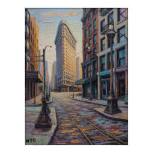 Cena de Rua do Edifício Flatiron em NYC com Trilha