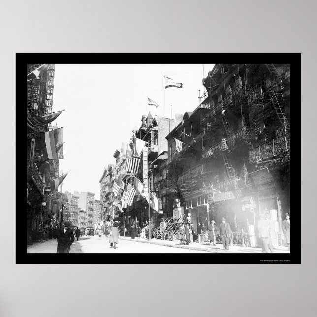 Poster Cena de rua em Chinatown, Nova Iorque 1913 (Frente)