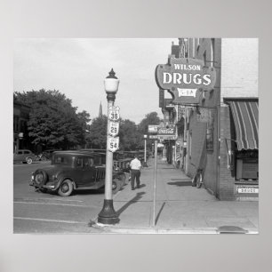 Poster Cena de Rua Urbana, Ohio, 1938. Foto Antiga