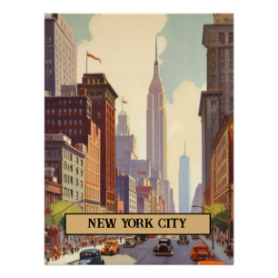 Póster Cena de Rua Vintage da Cidade de Nova York com Tex