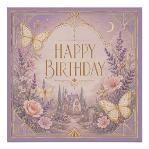Póster Cena de Sonho de Aniversário da Casa de Lavanda