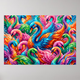 Poster Cena de Sonho de Cisne Vibrante – Boho Psicodélico