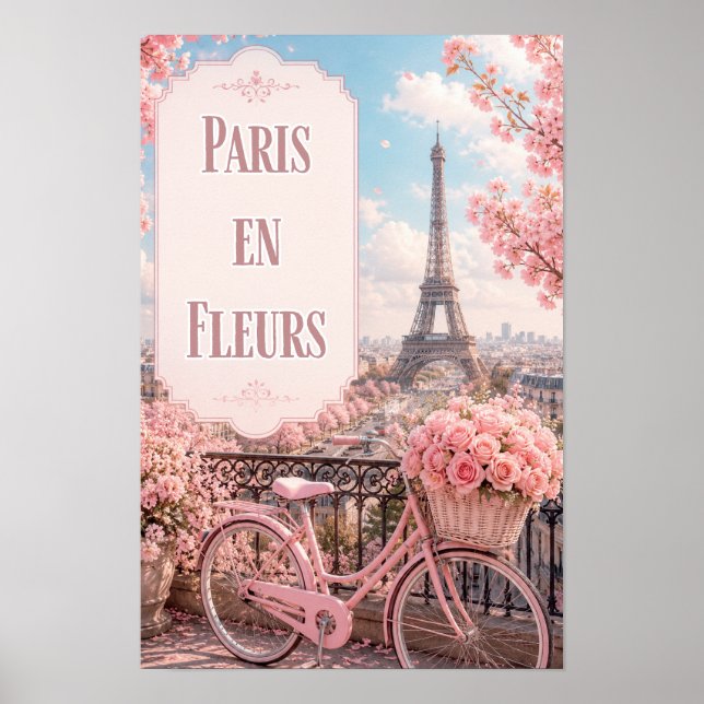 Poster Cena de Varanda Serena de Primavera em Paris em Fl (Frente)