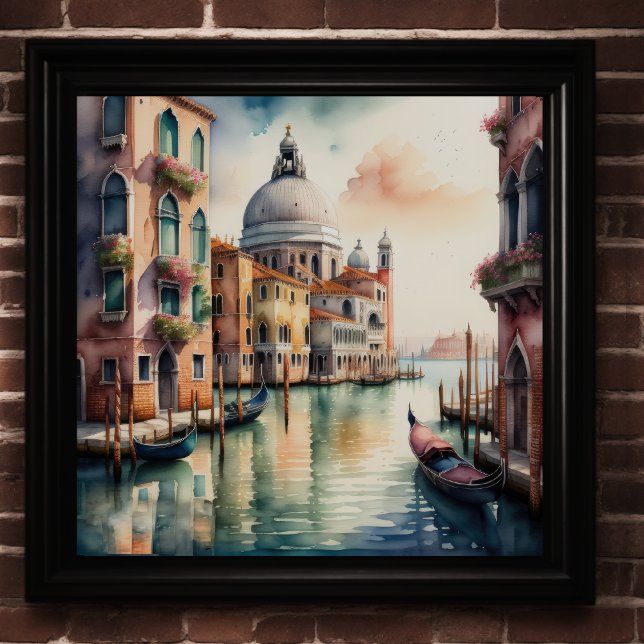 Poster Cena de Veneza Cena de Aquarela Gondola 1:1 (Criador carregado)