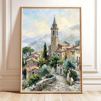 Poster Cena de Verão Impressionista - Vilarejo Nevoeiro M