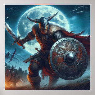 Poster Cena de Viking Luz Azul Majestosa