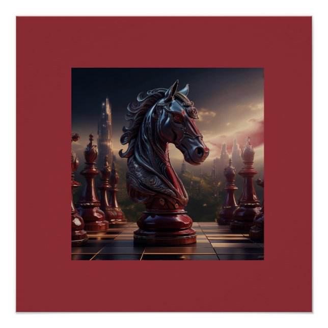 Póster Cena de Xadrez Fantasia - Cavalo (Frente)