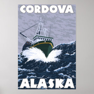Póster Cena do barco de pesca - Cordova, Alaska