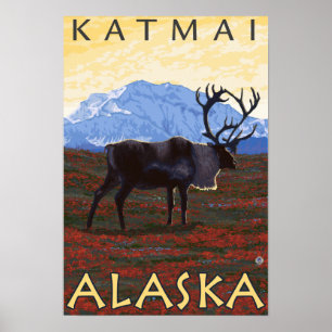 Póster Cena do caribu - Katmai, Alaska