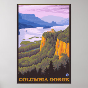 Poster Cena do desfiladeiro do Rio Columbia com ponto da