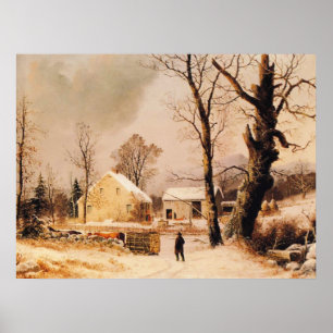 Póster Cena do inverno em Nova Inglaterra por Durrie