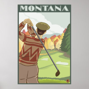 Póster Cena do jogador de golfe - Montana