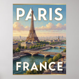 Poster Cena do Marco Iconico da Torre Eiffel de Paris Fra