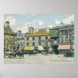 Poster Cena do mercado de vinhetas - Huddersfield Marketp