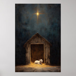 Poster Cena do Nascimento Ovelhas Arte do Nascimento Jesu