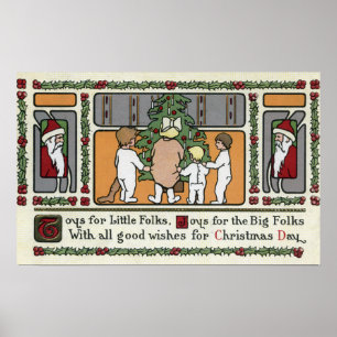 Póster Cena do Natal da arte de GreetingFolk do Natal