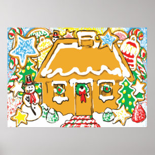 Poster Cena do Natal dos biscoitos do fosco da casa de