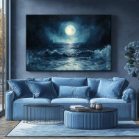 Cena do Oceano ao Luar Temperamental com Ondas Reb