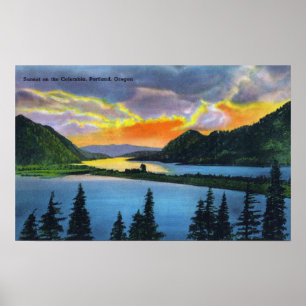 Poster Cena do por do sol no Rio Columbia