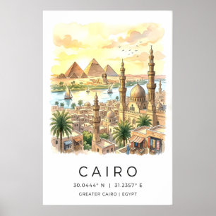 Poster Cena do rio e marcos icônicos de Cairo