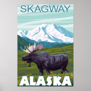 Póster Cena dos alces - Skagway, Alaska