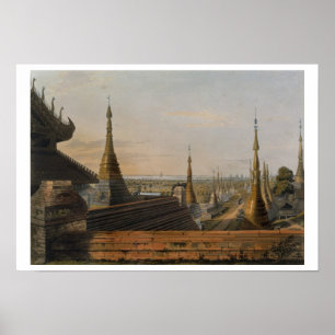 Póster Cena em cima da estrada oriental de Rangoon que