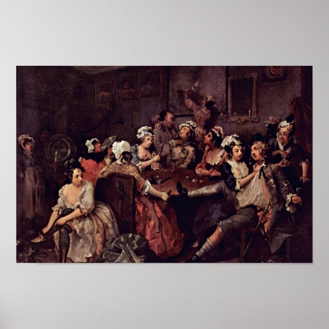 Poster Cena Em Uma Taverna " Por Hogarth William (Frente)
