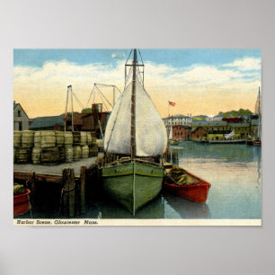 Poster Cena Harbour, Gloucester, MÃE Vintage