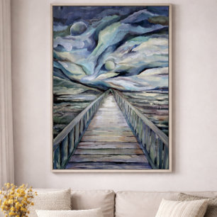 Poster Cena Idílica Escandinava Noite Fria de Inverno  Lu