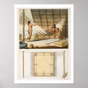 Póster Cena interior que descreve indianos (gravura da