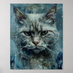 Poster Cena nostálgica de gato chuvoso