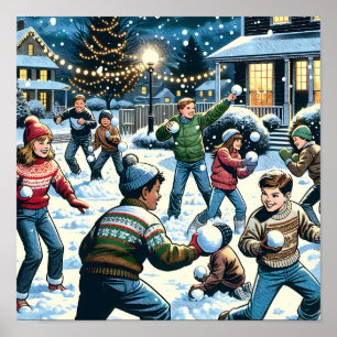 Poster Cena Nostálgica De Inverno   Luta por Neve Infanti