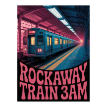 Cena noturna da plataforma do metrô de Rockaway