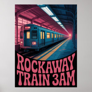 Poster Cena noturna da plataforma do metrô de Rockaway