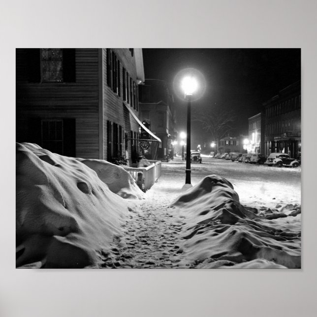 Poster Cena Noturna de inverno, Woodstock, Vermont (Frente)
