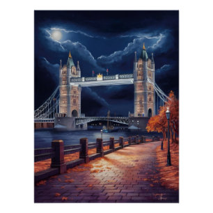 Póster Cena noturna de Londres impressionante com torre i