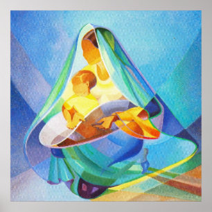 Póster Cena oriental da natividade, Mary com Jesus,