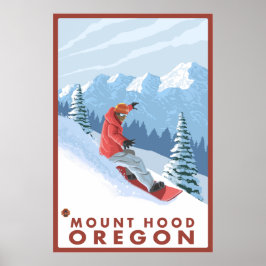 Póster Cena Snowboarder - Monte Hood, Oregon
