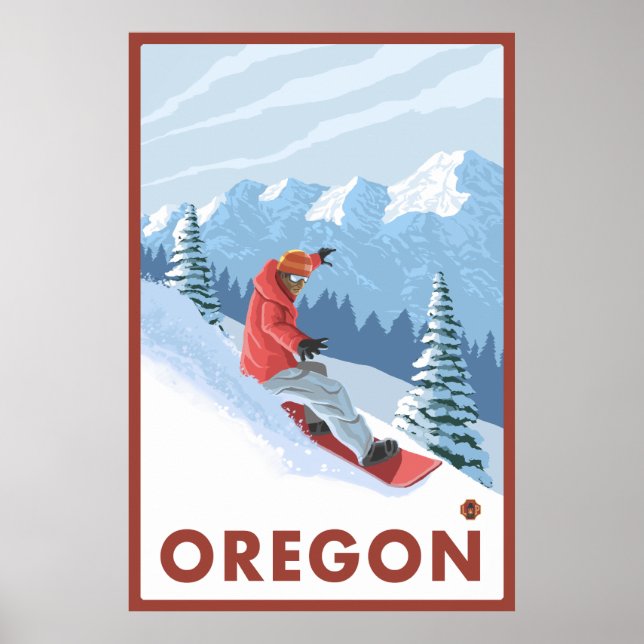 Póster Cena Snowboarder - Oregon (Frente)