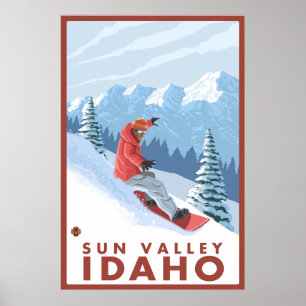 Póster Cena Snowboarder - Vale do Sol, Idaho