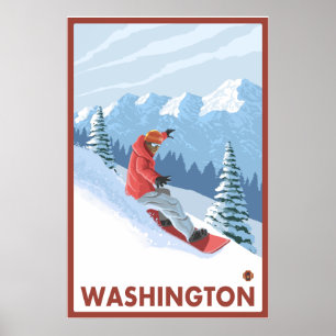 Póster Cena Snowboarder - Washington