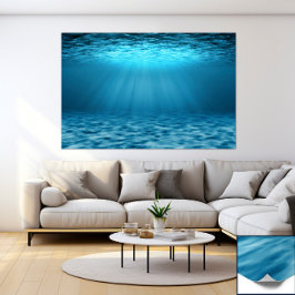 Poster Cena Subaquática de Oceano Azul com Raios de Luz S