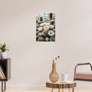 Poster Cena vibrante do deserto, cactos altos, silhueta e